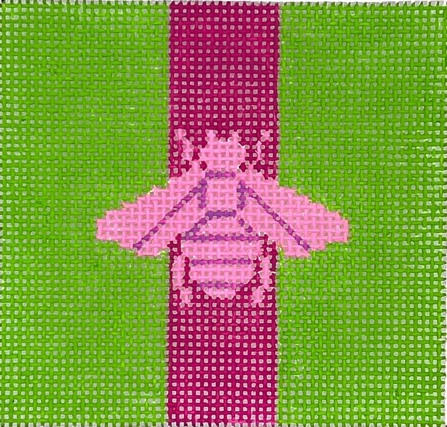 Gucci Bee in Mod Colors – Hot Pink &amp; Raspberry on Green - 3&quot; Square Insert