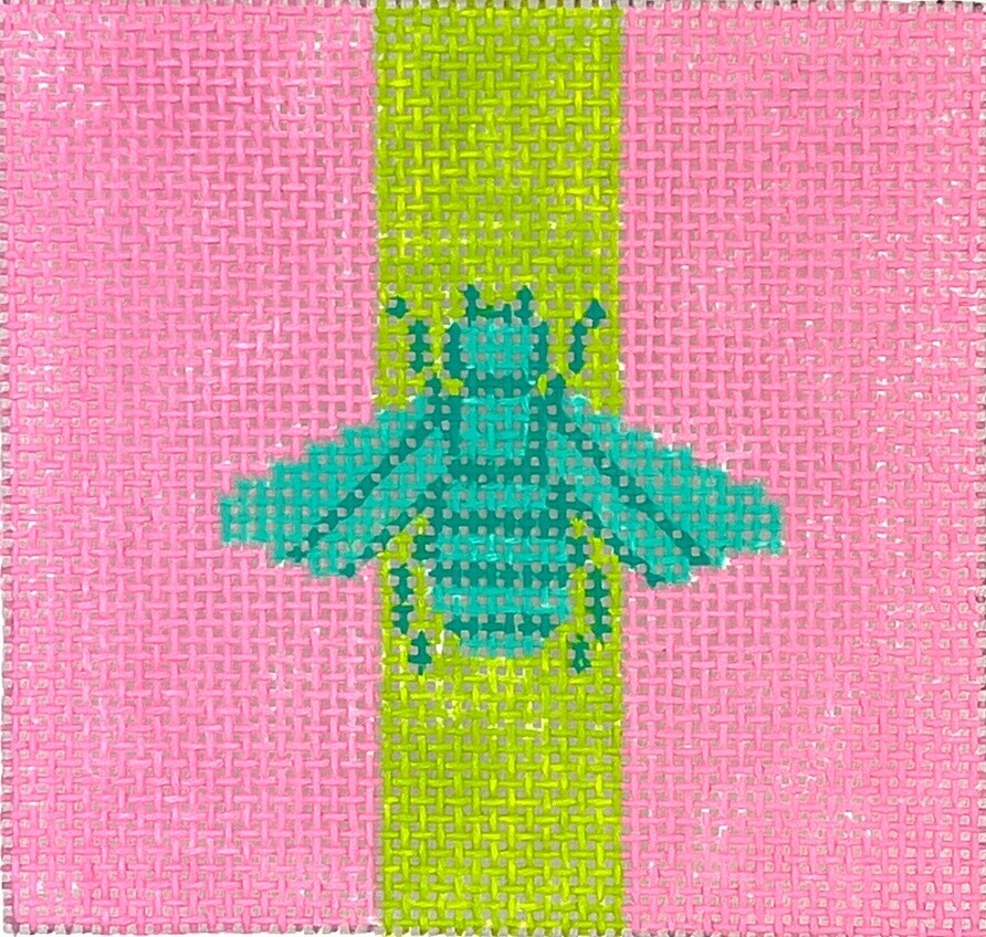 Gucci Bee in Mod Colors – Turquoise &amp; Lime on Pink - 3” Square Insert