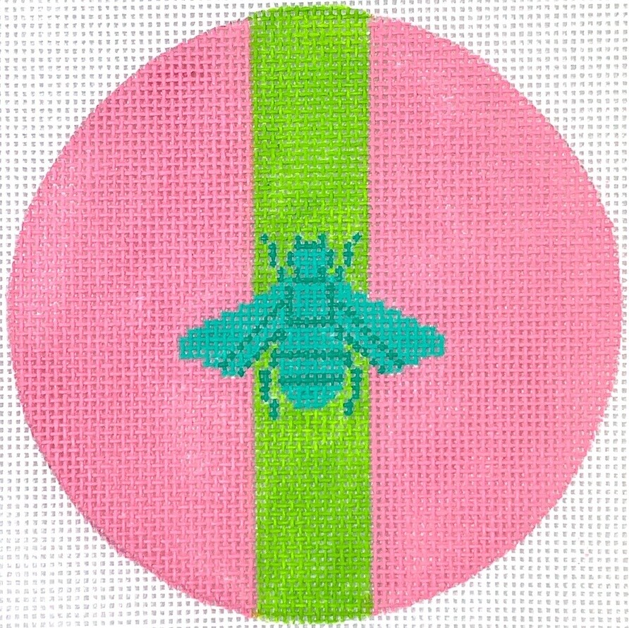 Gucci Bee in Mod Colors – Turquoise &amp; Lime on Pink - 4&quot; Round