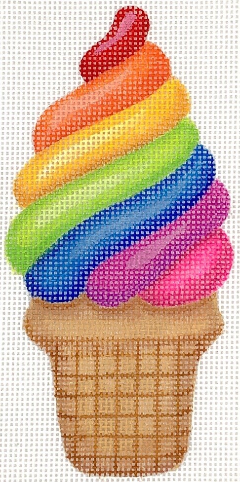 Mini Sweet Treat - Rainbow Soft Serve Ice Cream in a Cake Cone