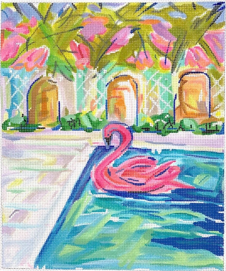 Floating Flamingo in Pool