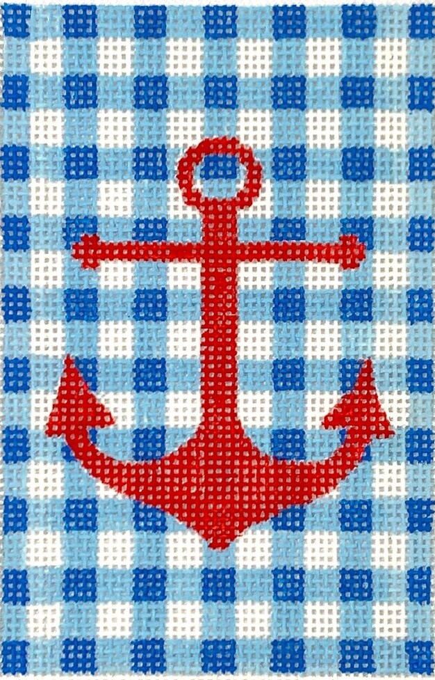 Red Anchor on Blue Gingham - Passport Cover Insert
