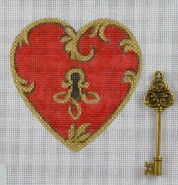 Red Heart Lock with Gold Key