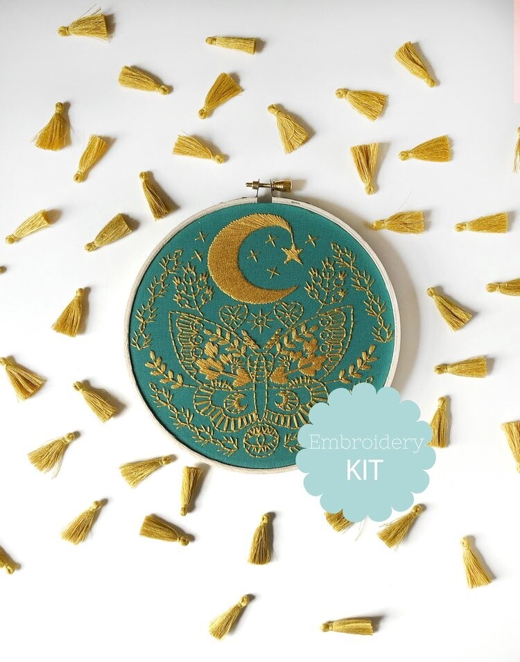 Lunar Moth Embroidery Kit