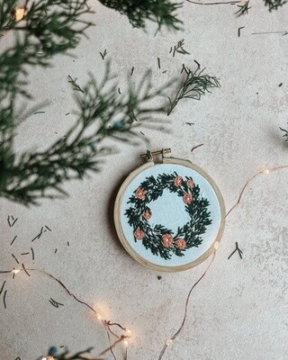 Citrus and Cedar Holiday Wreath Embroidery Kit