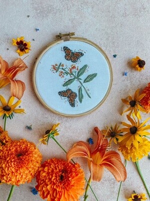 Monarchs and Milkweeds Embroidery Kit