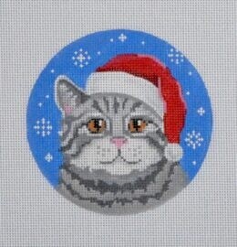 Grey Tabby Cat Santa