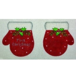 Baby's First Christmas Mittens - Red