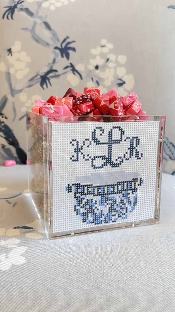 Acrylic Box - Open Top (Needlepoint on Front)