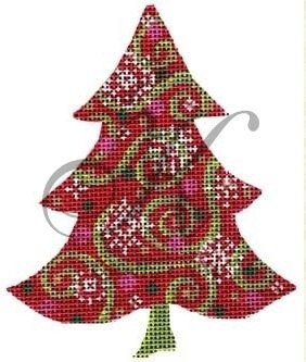 Red Swirlz-n-Snowflakes Tree with Stitch Guide