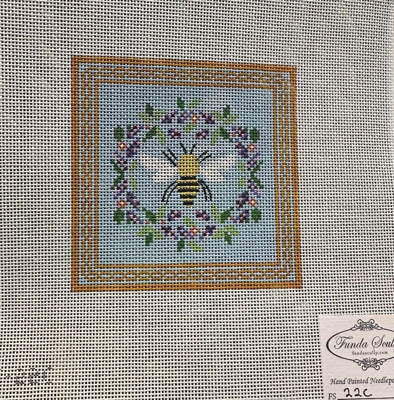 Bee Floral Coaster - Blue