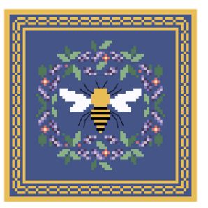 Bee Floral Coaster - Navy