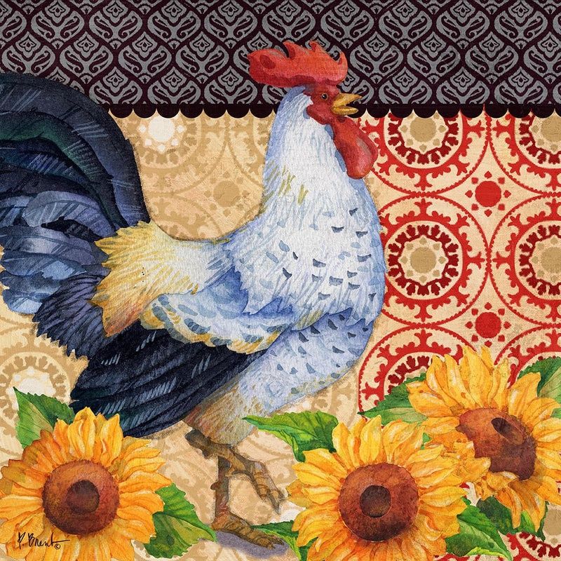 Roosters and Sunflowers III