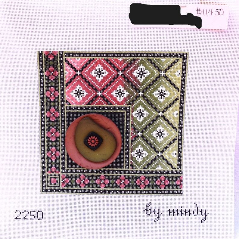 Asian Square in Rose and Greens