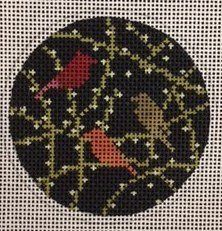 Birds on Black Round Insert
