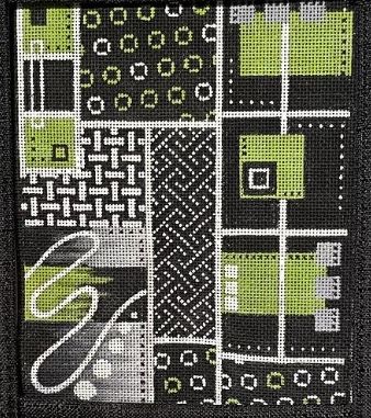 Abstract Asian Collage in Green, Gray and Black