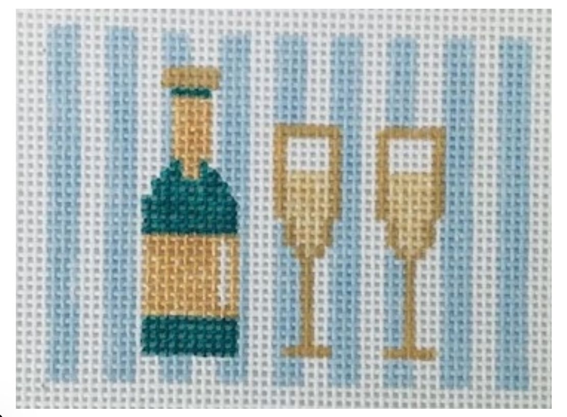 Champagne - Blue Stripes - Luggage Tag Insert