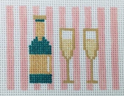 Champagne - Pink Stripes - Luggage Tag Insert