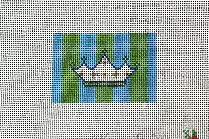 Crown and Stripes - Green/Turquoise - Luggage Tag Insert