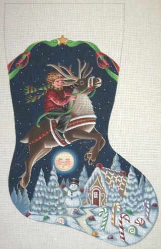Boy On Reindeer Stocking