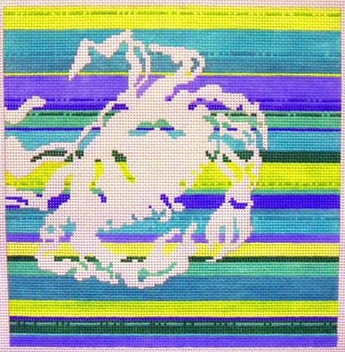 Crab Silhouette on Stripes Square