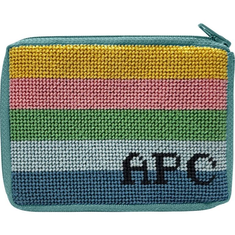 Striped Monogram Coin Purse/Credit Card Case