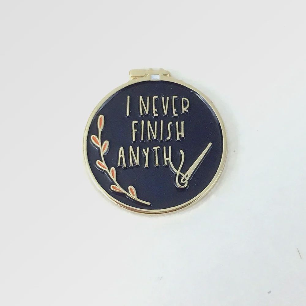 I Never Finish Anything Needle Minder, Color: Black