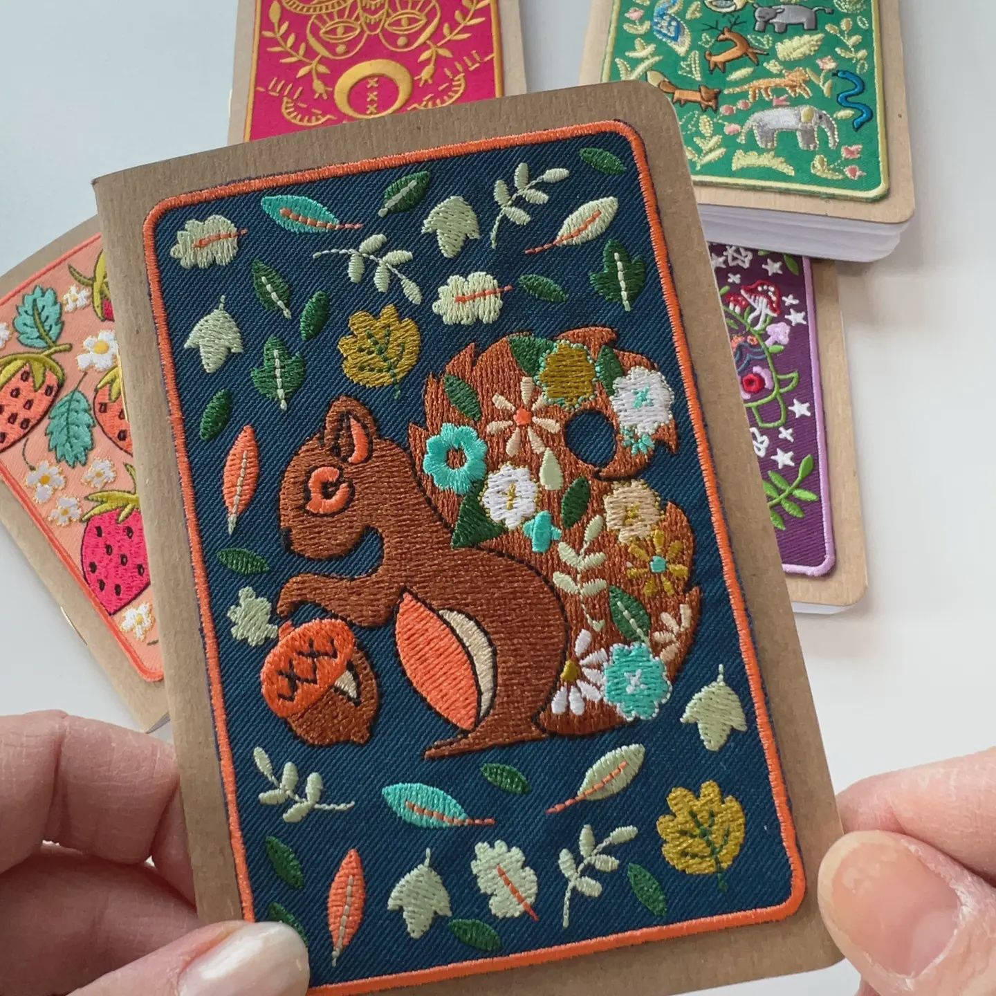 Squirrel Embroidery Pocket Notebook