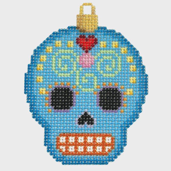 Sugar Skull Ornament - Blue
