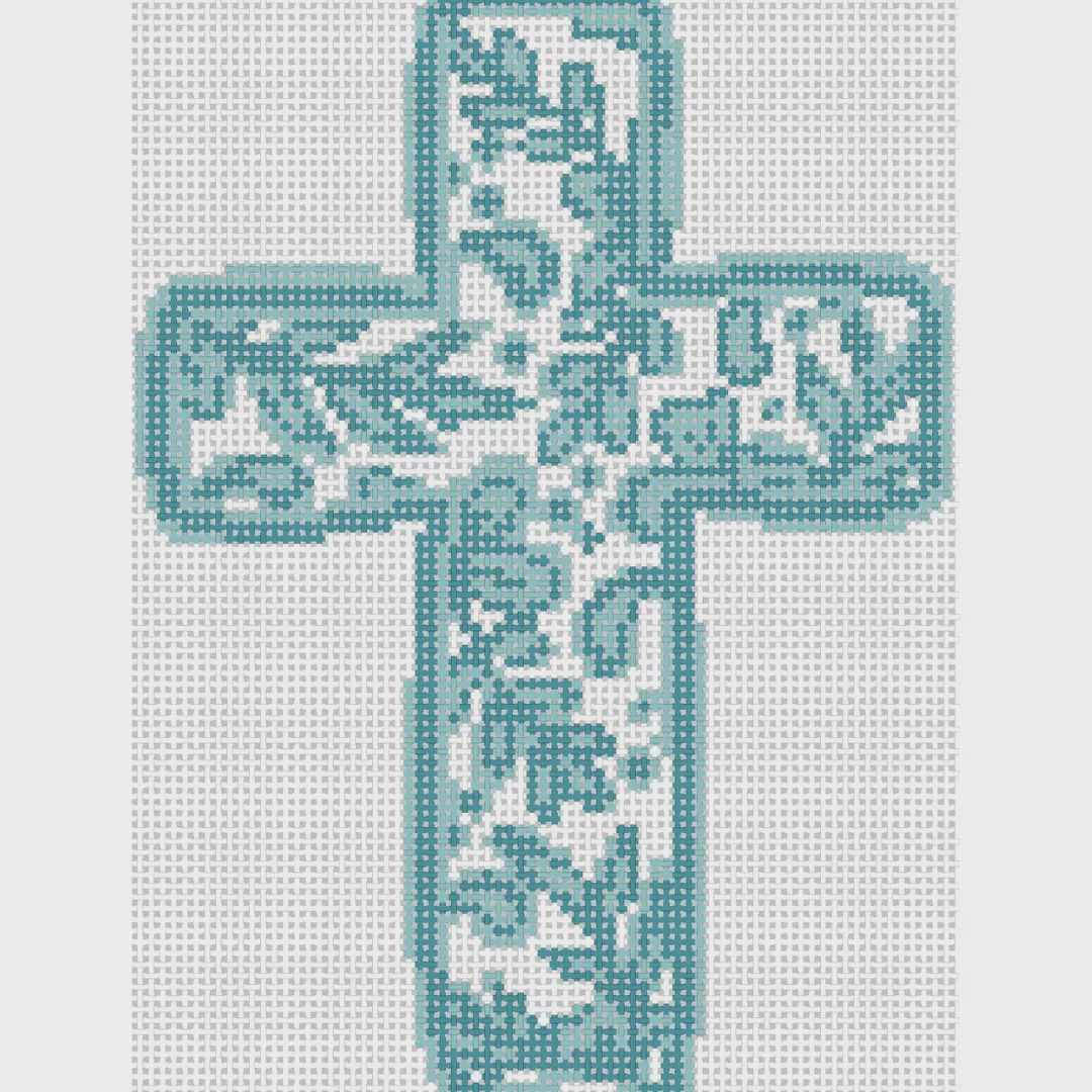 Chinoisserie Cross - Teal