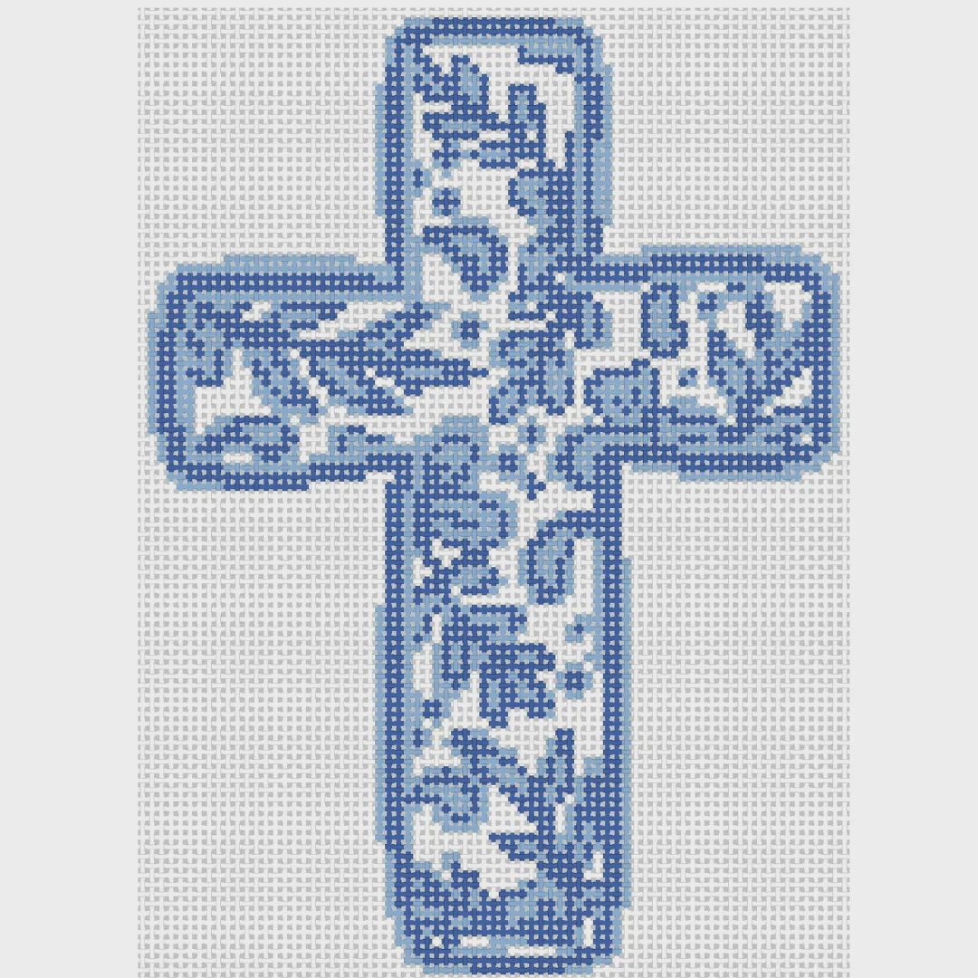 Chinoiserie Cross - Blue