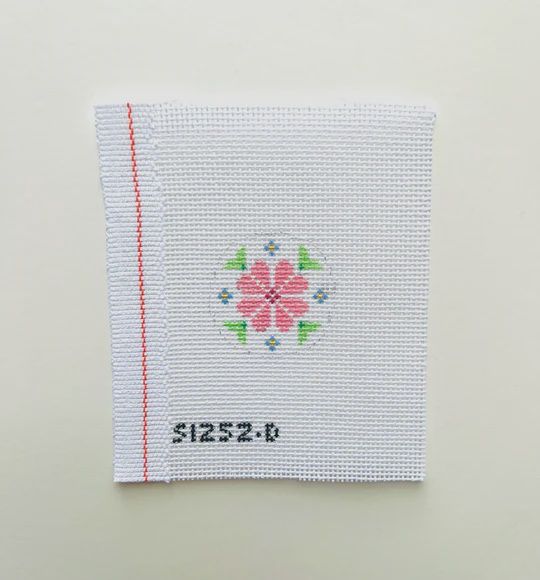 Pink Flower on White Key Fob Insert