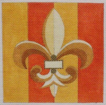Fleur de Lis on Orange Stripes