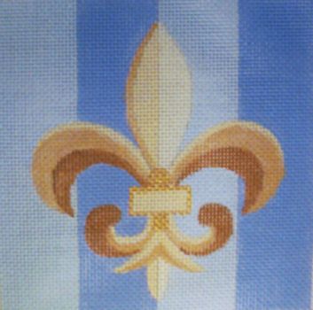 Fleur de Lis on Blue Stripes