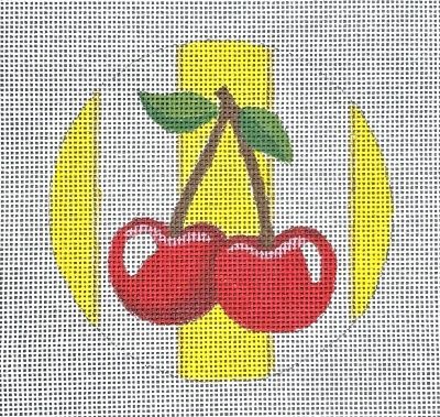 Yellow Stripe Cherry Ornament