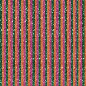 Showgirl Striped Fabric - Orange/Mint/Purple Glitter