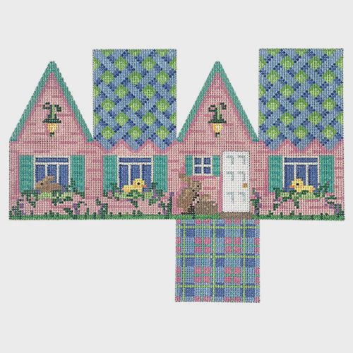 Blue Lattice Roof 3D Easter Cottage