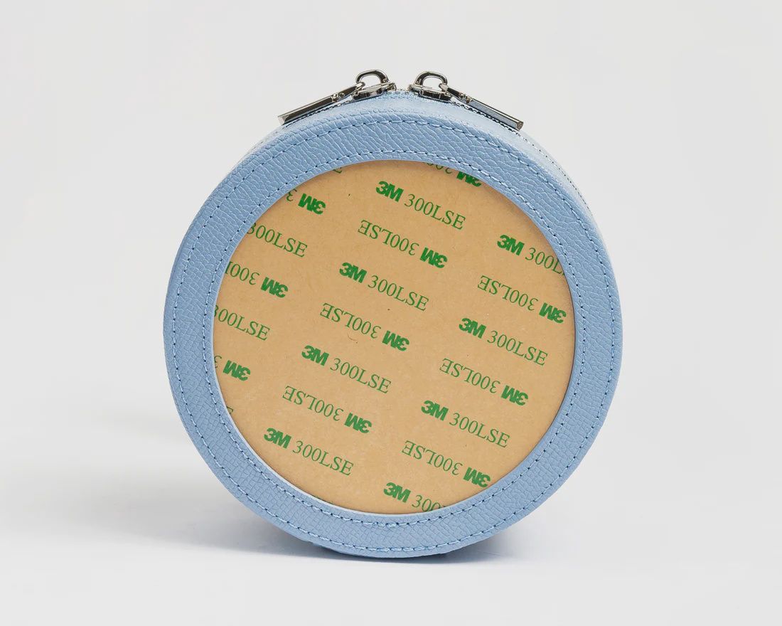 5" Round Leather Self-Finishing Jewelry Box, Color: Cornflower