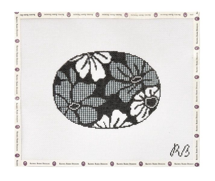 Gingham Blooms Oval, Color: Black/Ivory