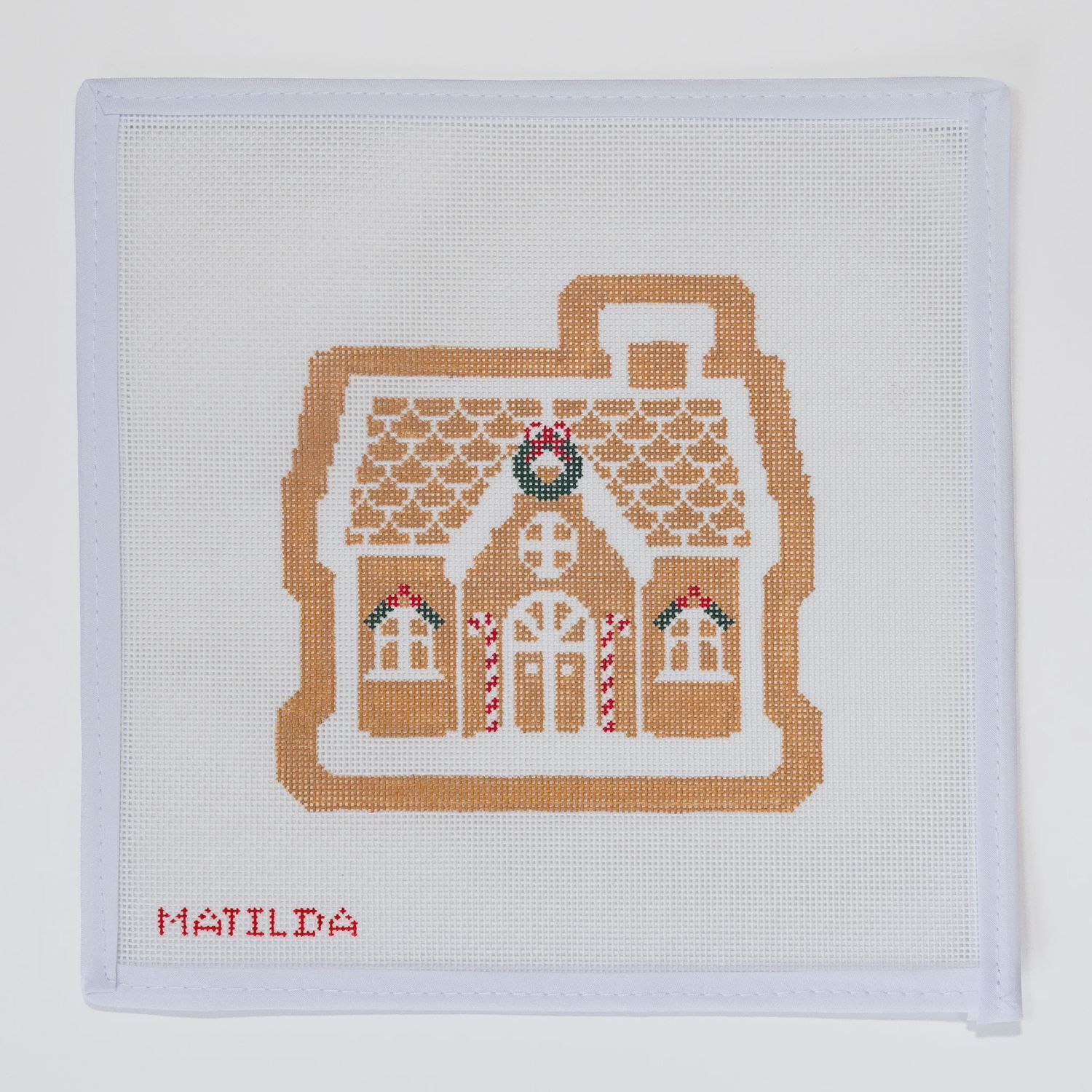 Gingerbread House with Wreath - Needlepoint Village