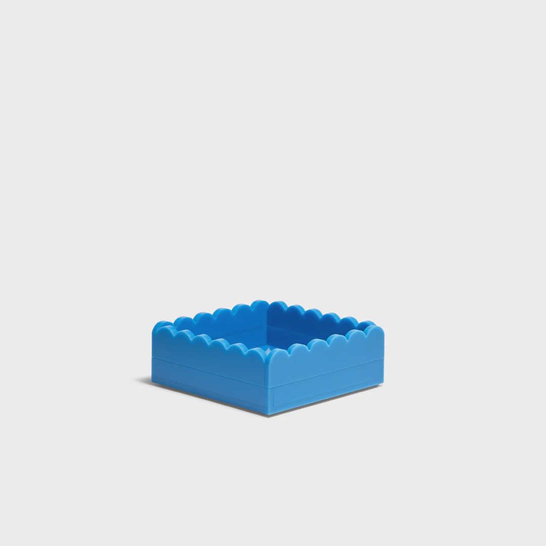 Scallop Acrylic Tray - 5" Square, Color: Blue