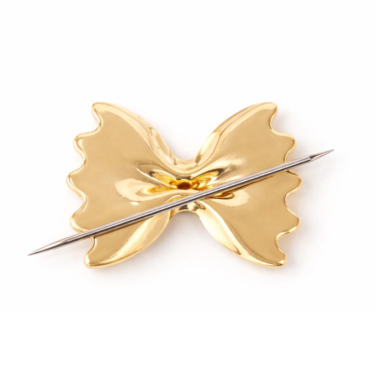 The "Noodle Minder" Gold Pasta Noodle Needle Minder Magnet Farfalle Bowtie Shaped Pasta Magnet Needlepoint Cross Stitch Quilting