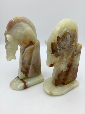 Onyx Knight Horse Bookend Pair