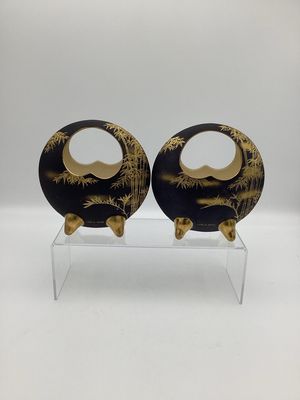 Japanese Satsuma Moon Vase Pair Black
