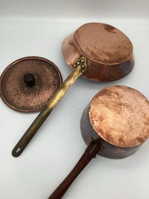 Copper Saucepan and Skillet Pair