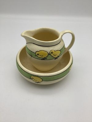 Roseville Pottery Juvenile Chick Bowl and Pitcher