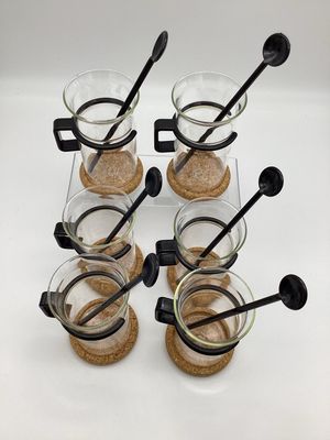 Bodum Glass Bistro Mugs with Coasters and Stir Sticks