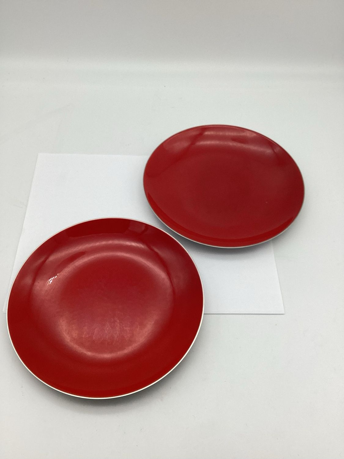 Red Enameled Dishes by Knoll