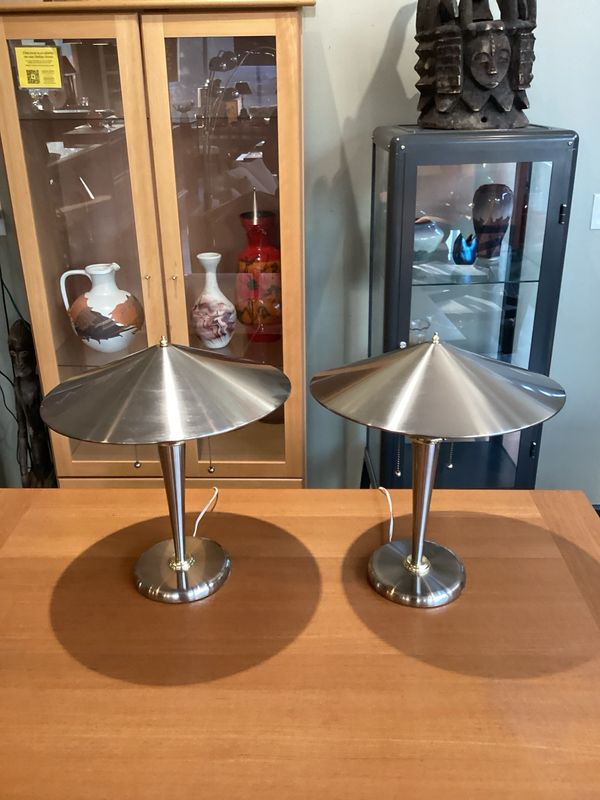 Post Modern Stainless Lamp Pair