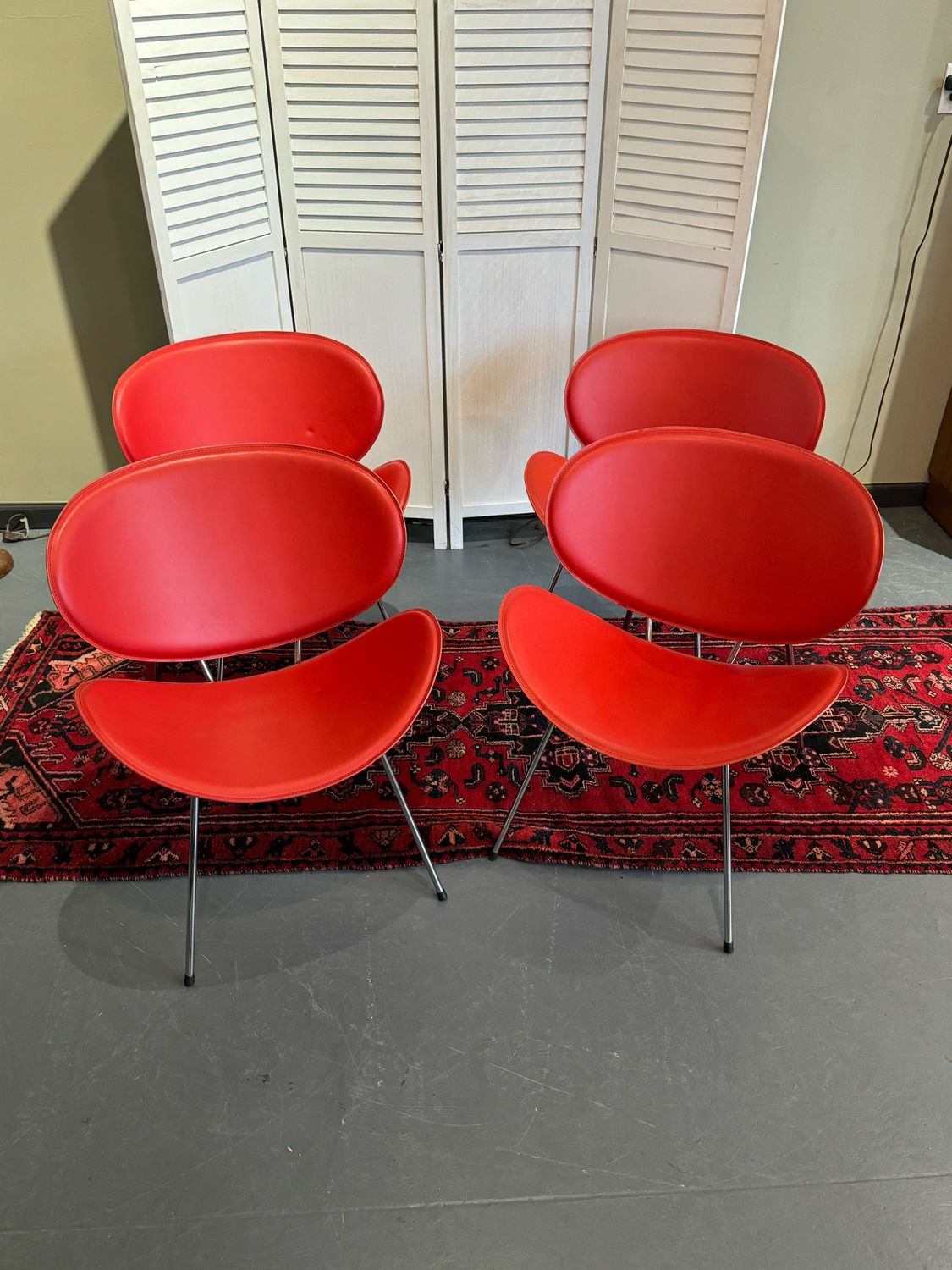 Orange Slice Leather Chairs, set of 4